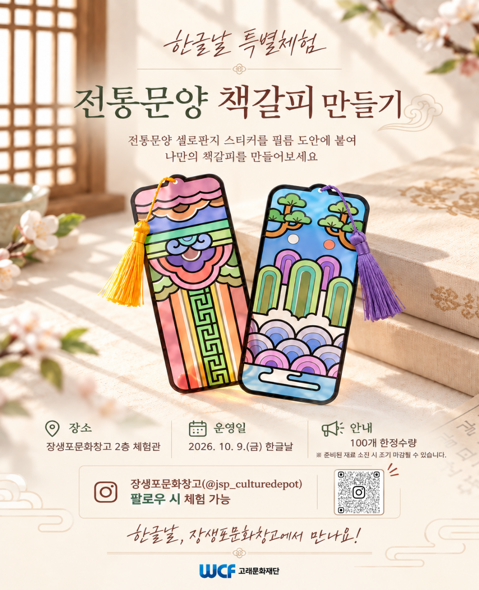 [2026 한글날 특별체험] 전통문양 책갈피 만들기
